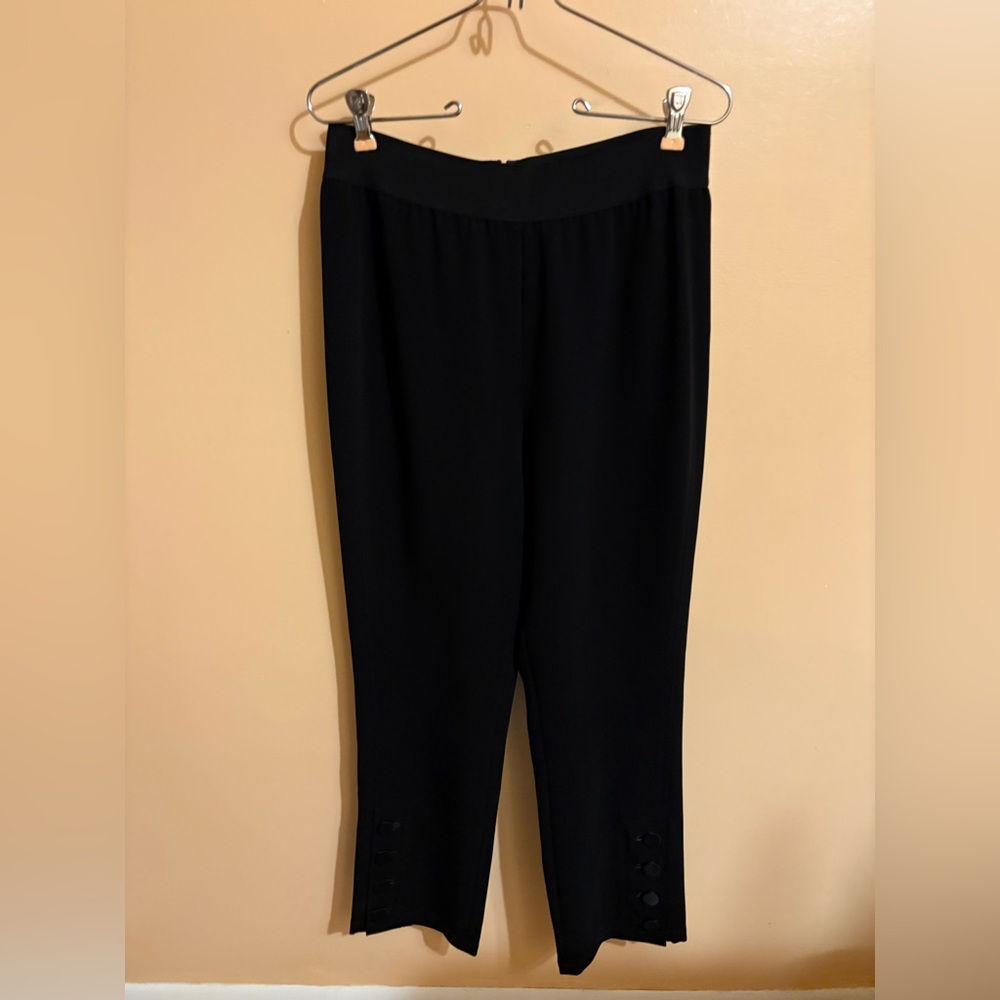 LAST CHANCE | Cinq a Sept Black Button Leg Hem Trousers